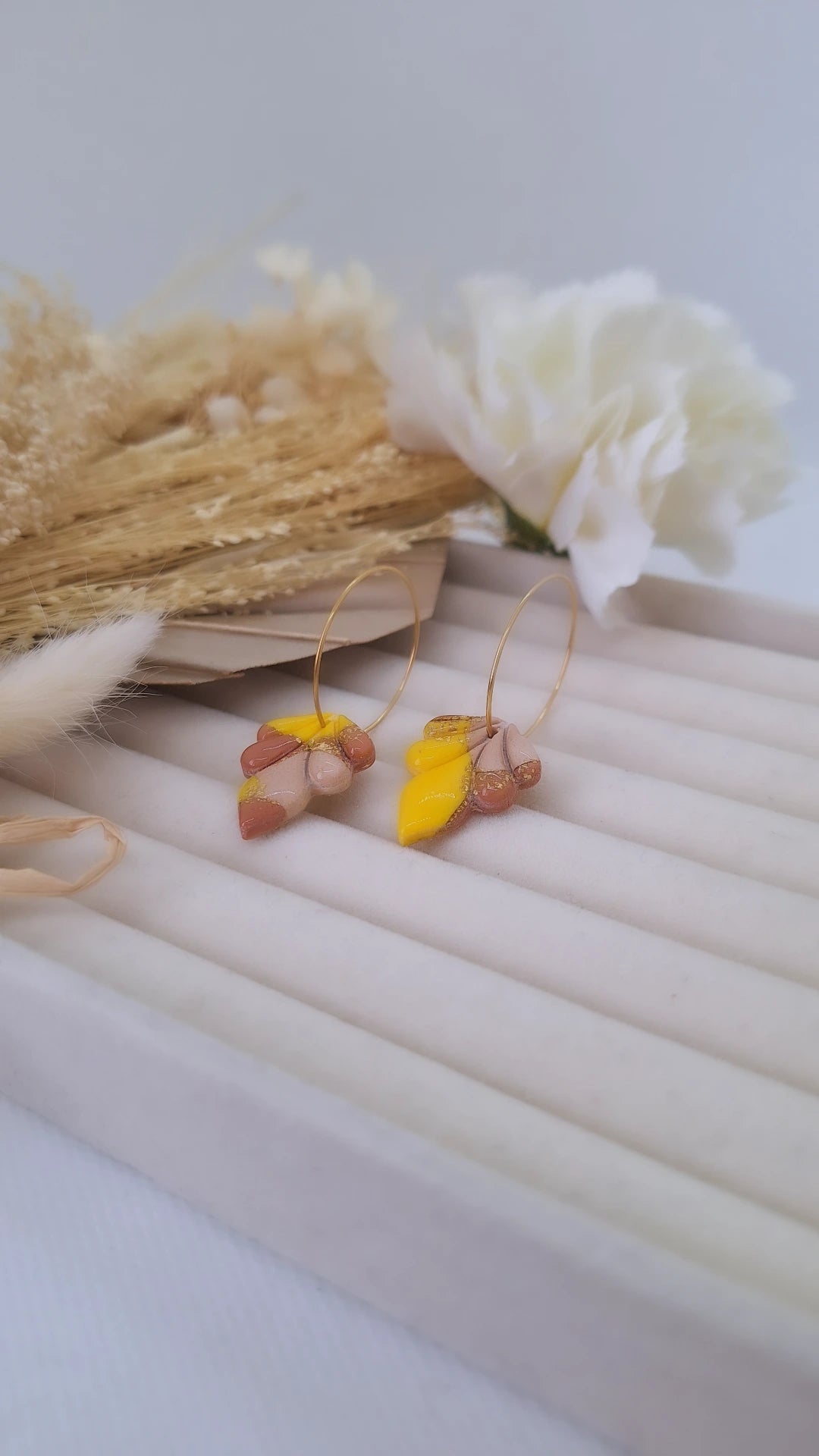 Boucle d'oreille Créole - JAUNE & MARRON