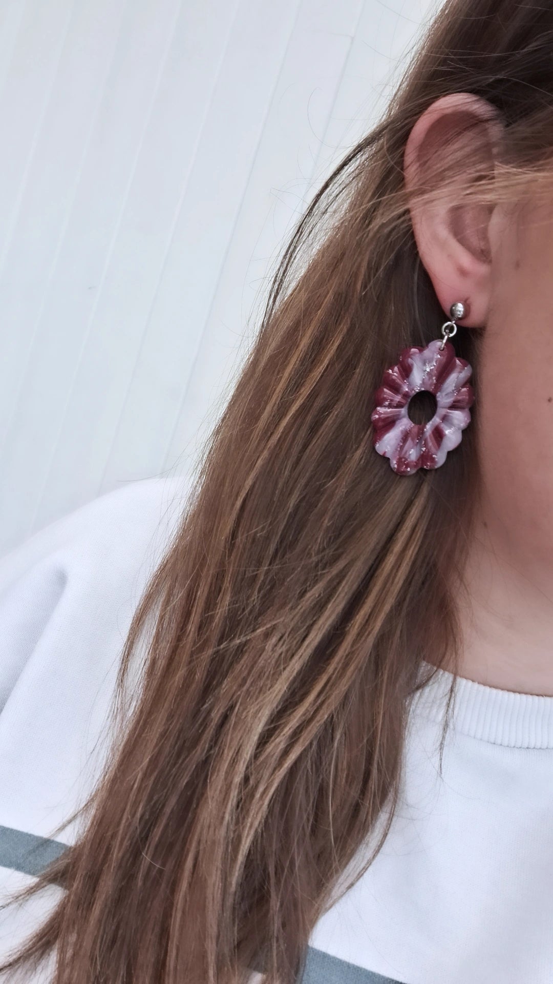 Boucle d'oreille - Bella - Bordeaux - Mille et Douces Créations