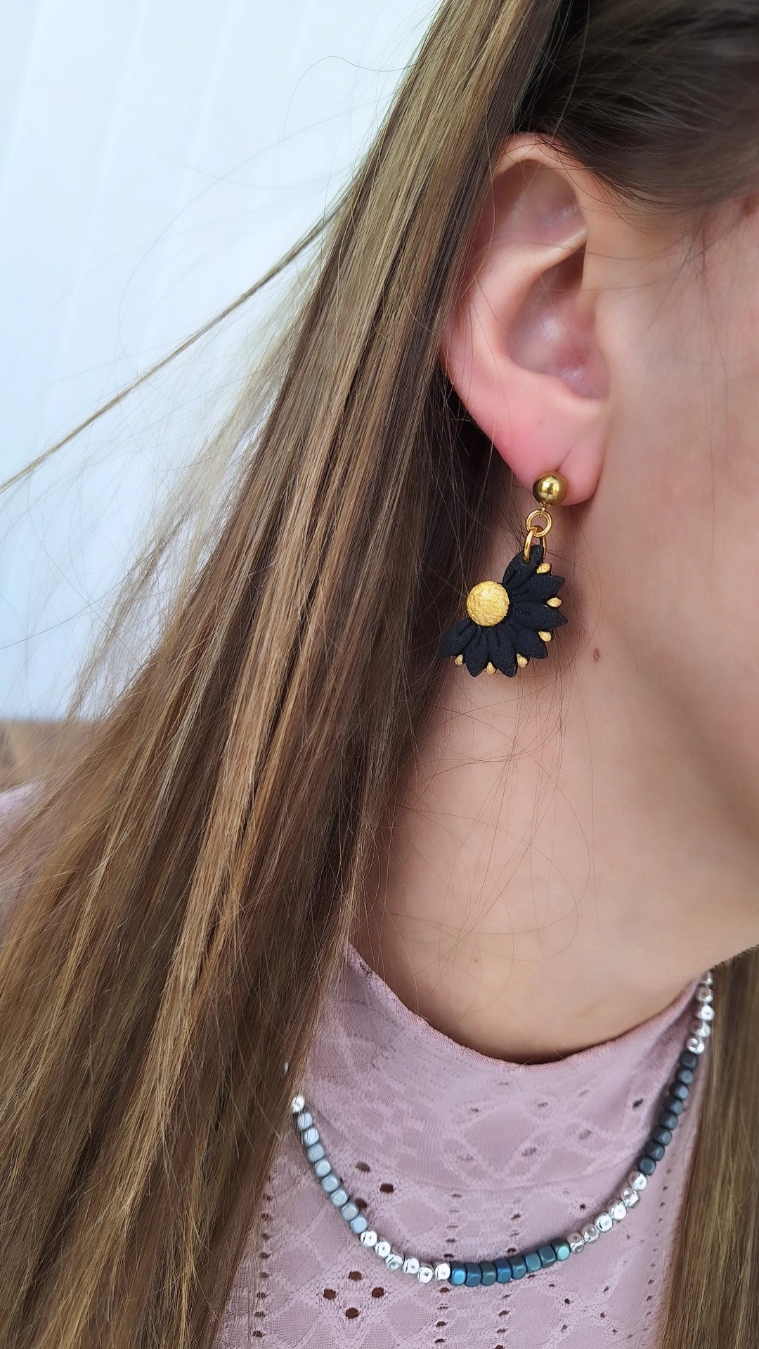 Boucle d'oreille - BLACK AND GOLD - Mille et Douces Créations