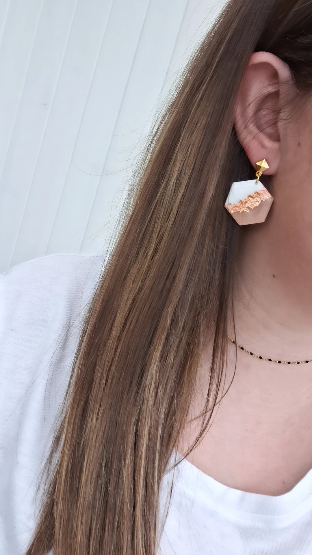 Boucle d'oreille - BLANC & ROSE - Mille et Douces Créations