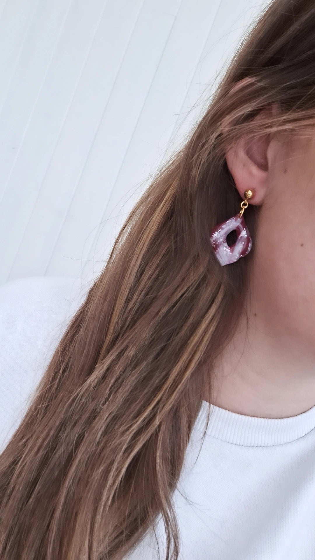 Boucle d'oreille - Bordeaux, Argentée & Transparent - Mille et Douces Créations