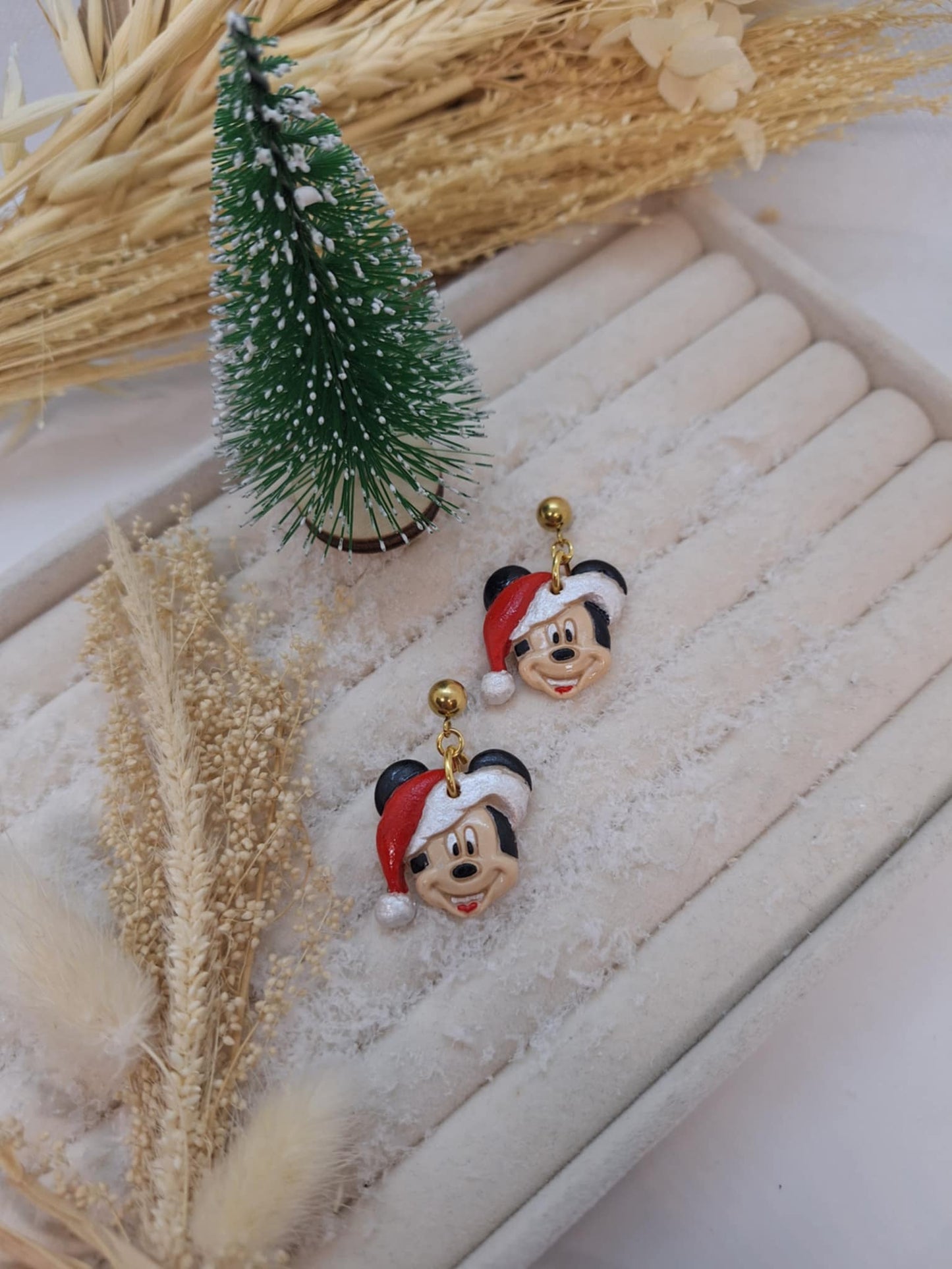 Boucle d'oreille - Mickey Noël - Mille et Douces Créations