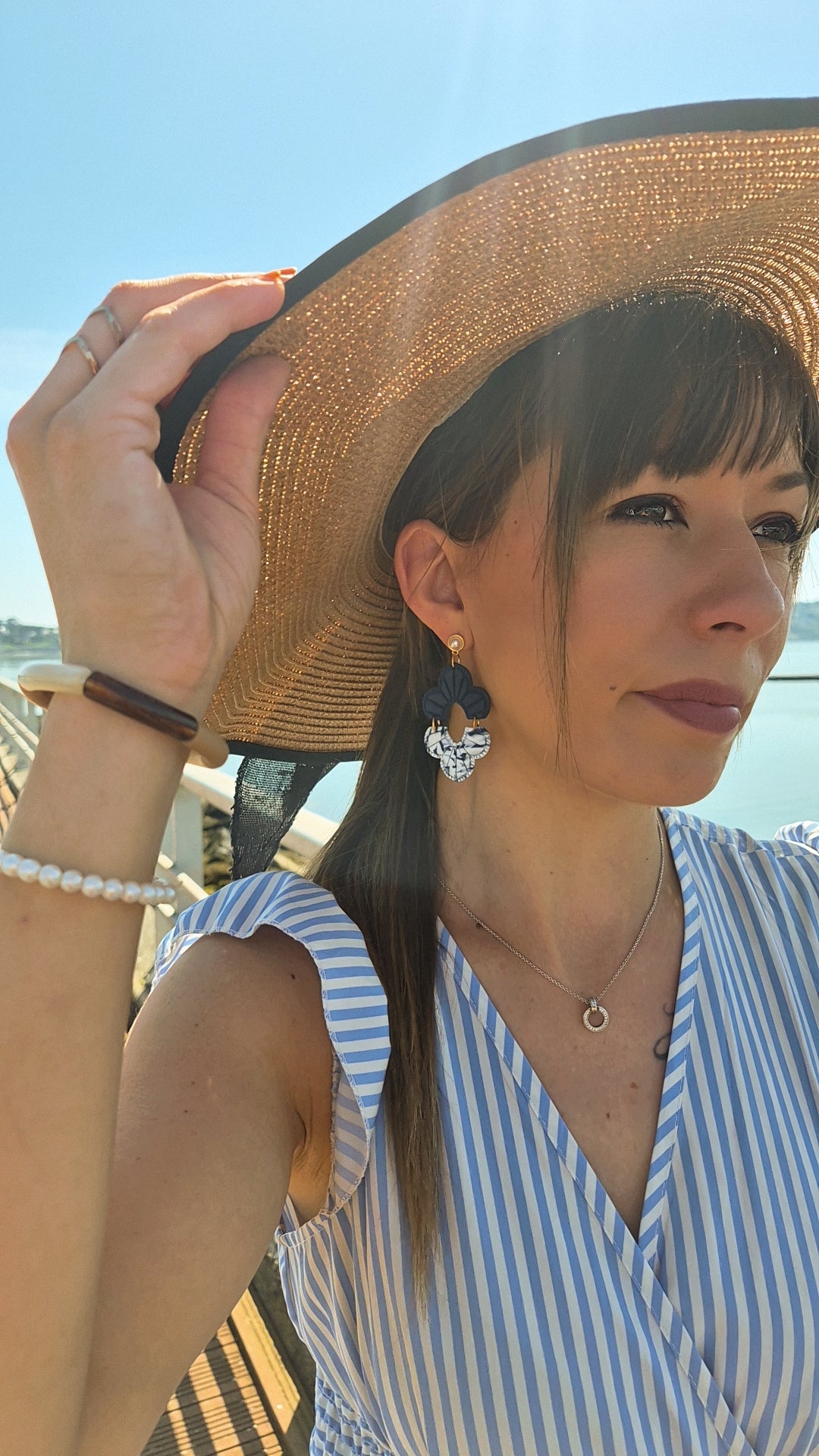 Boucle d'oreille - INAYA - Bleu & Blanc