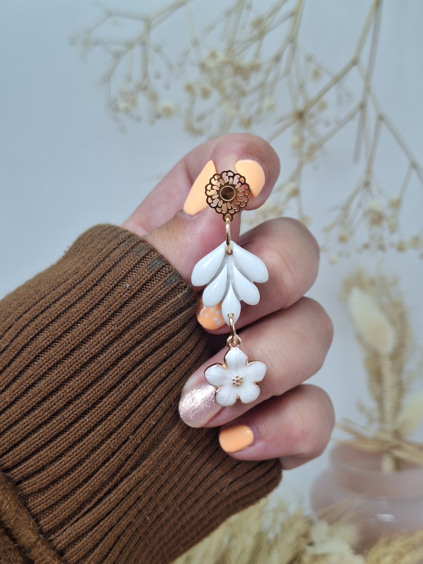 Boucle d'oreille - Fleur Nacrée