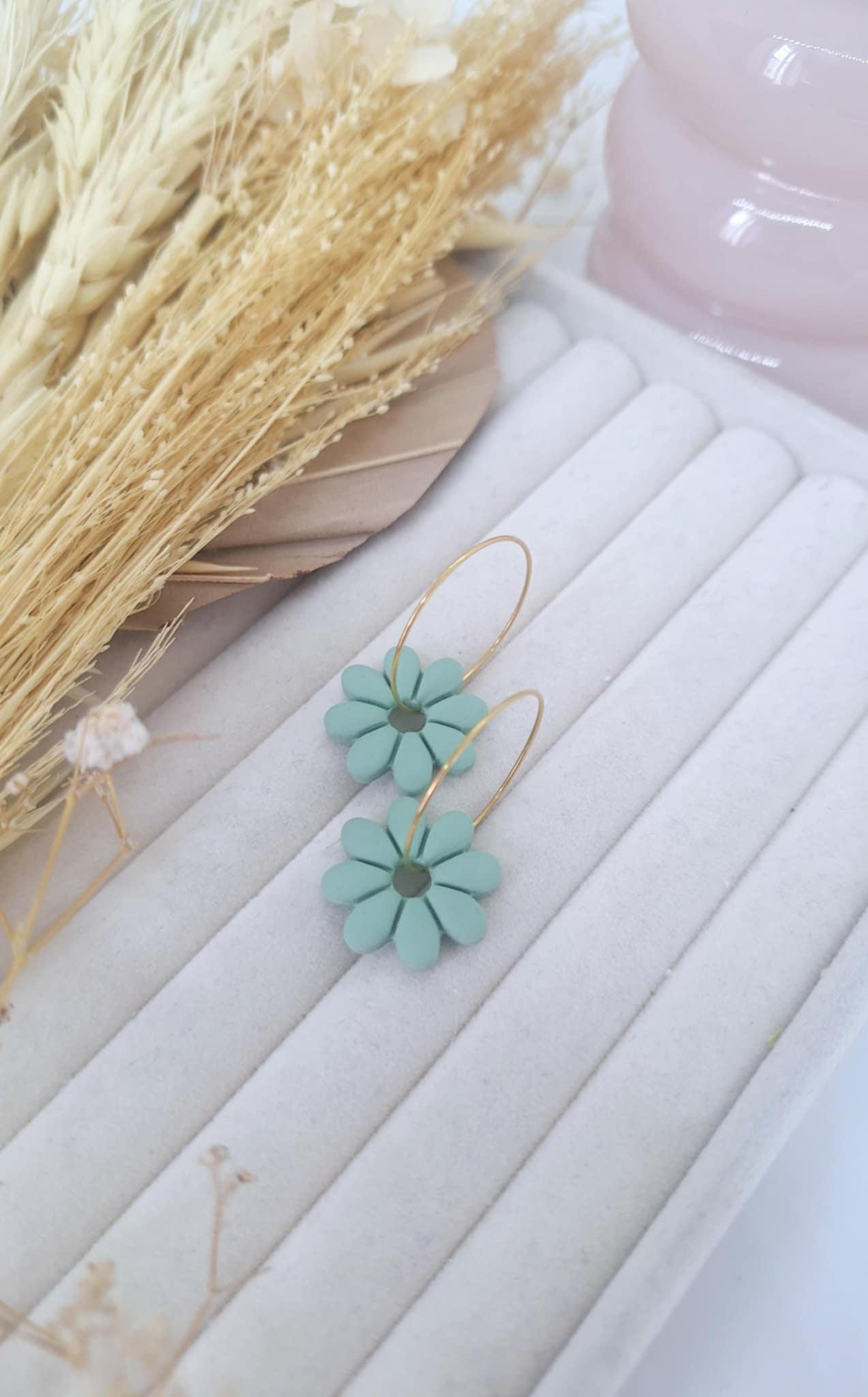 Créole interchangeable - Fleur JADE - Vert d'eau