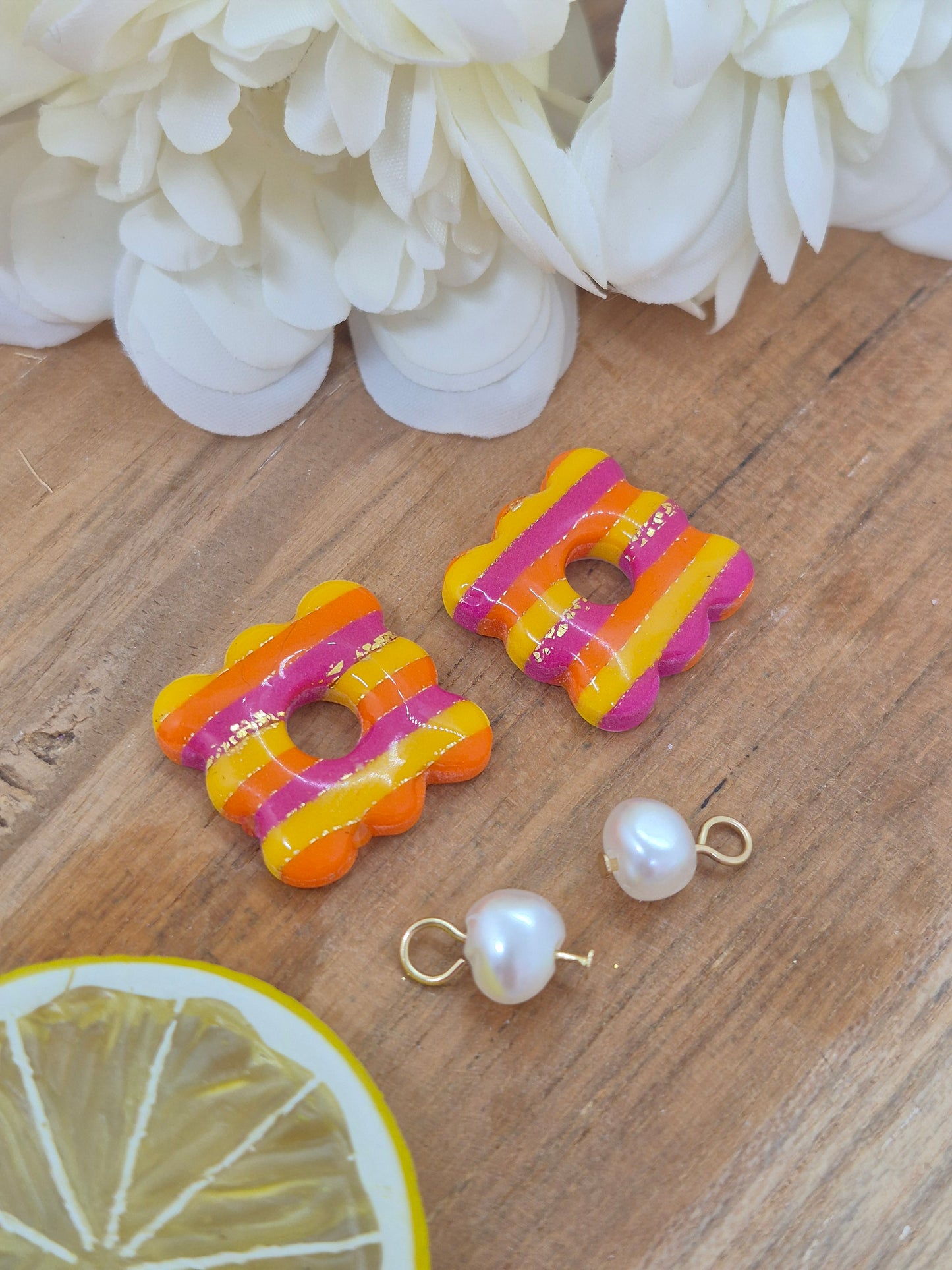 Pampille Jaune, Orange & Rose + Perle