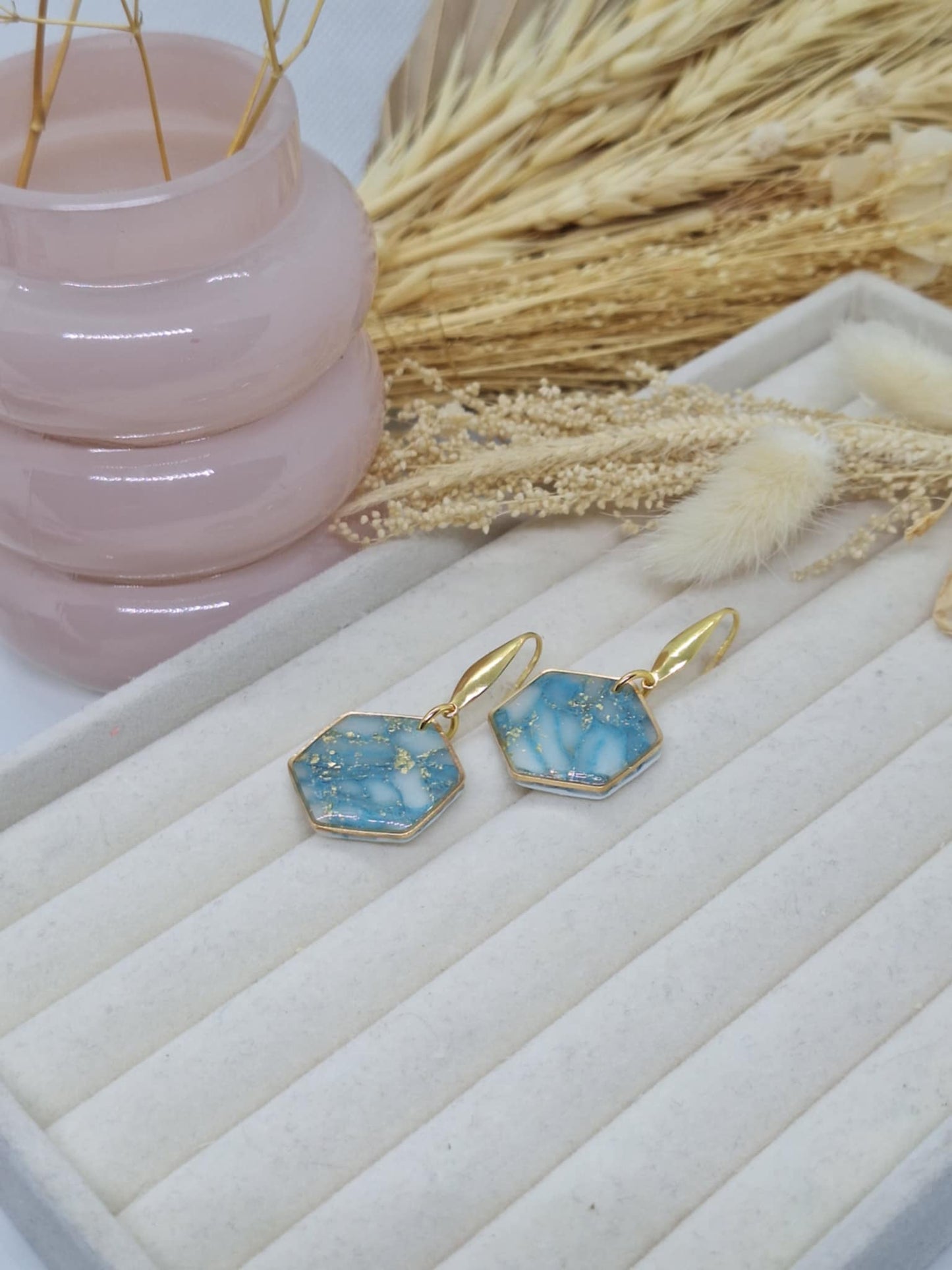 Boucle d'oreille - Bleu émeraude