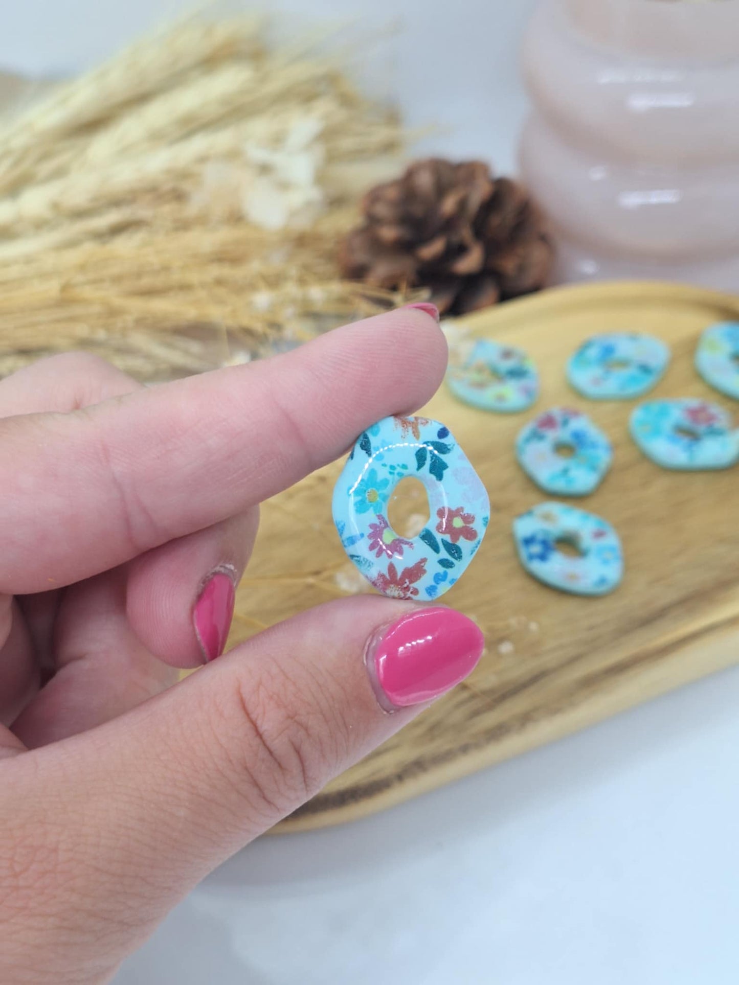 Pampille - Motif Fleur - Bleu ciel