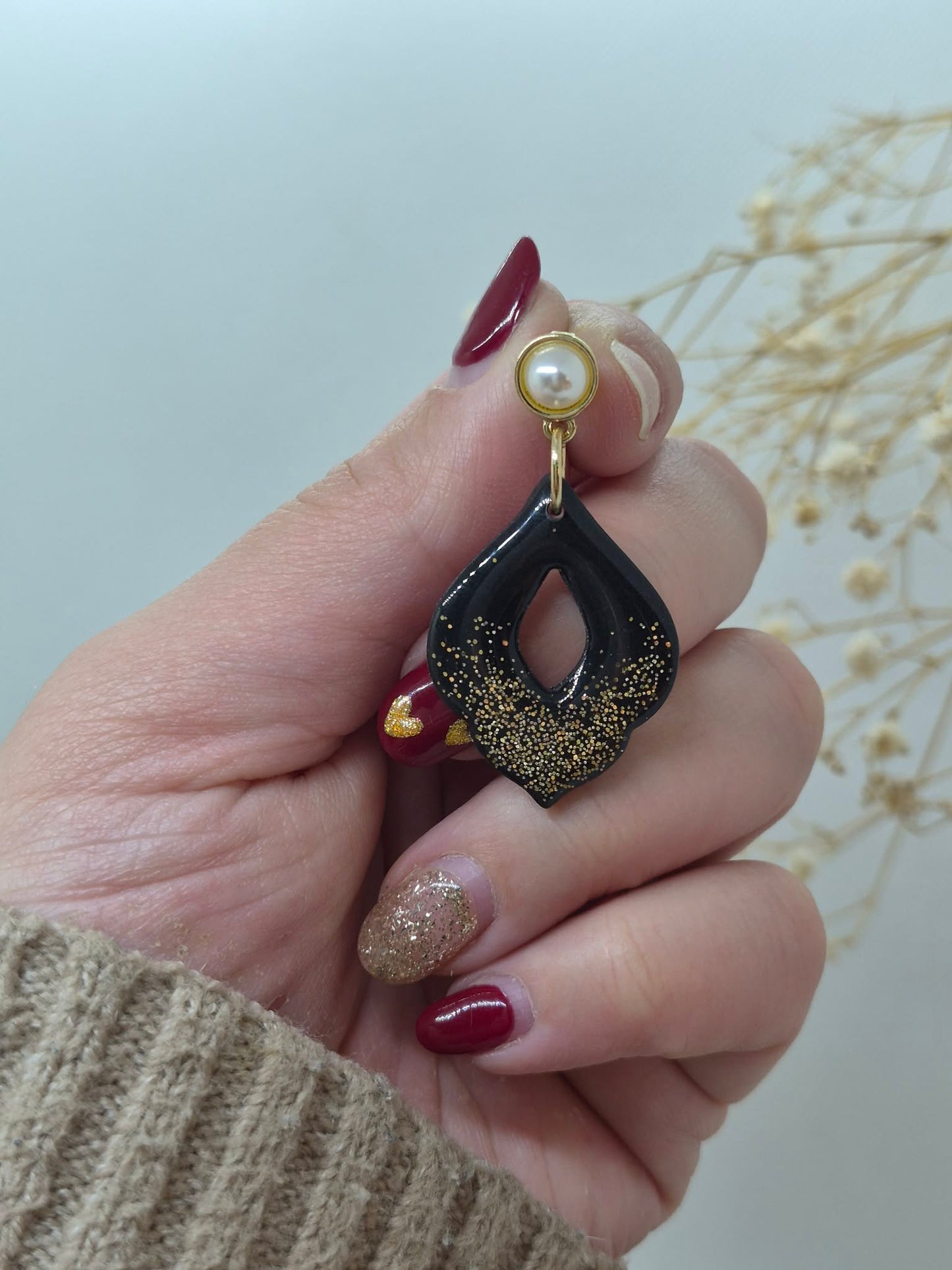 Boucle d'oreille - Noir et Paillette