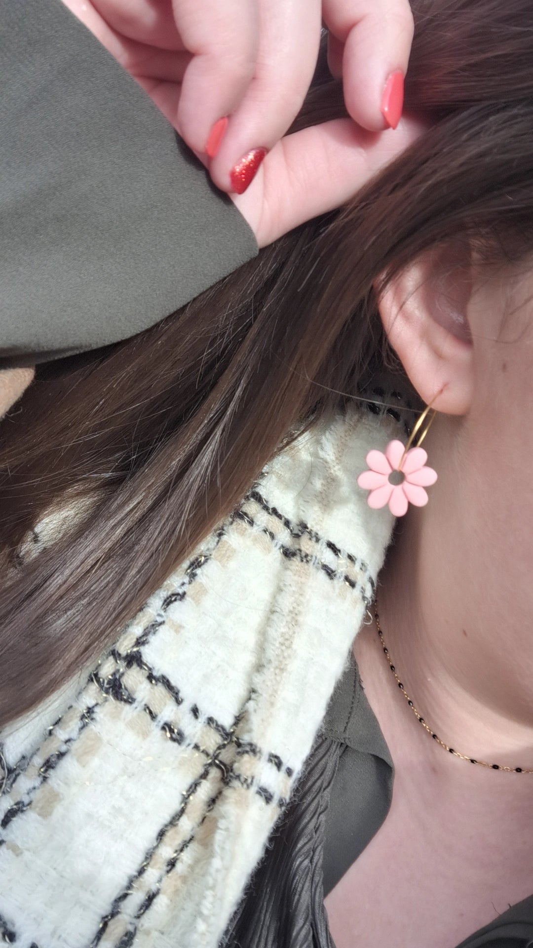 Créole interchangeable - Fleur JADE - Rose pâle