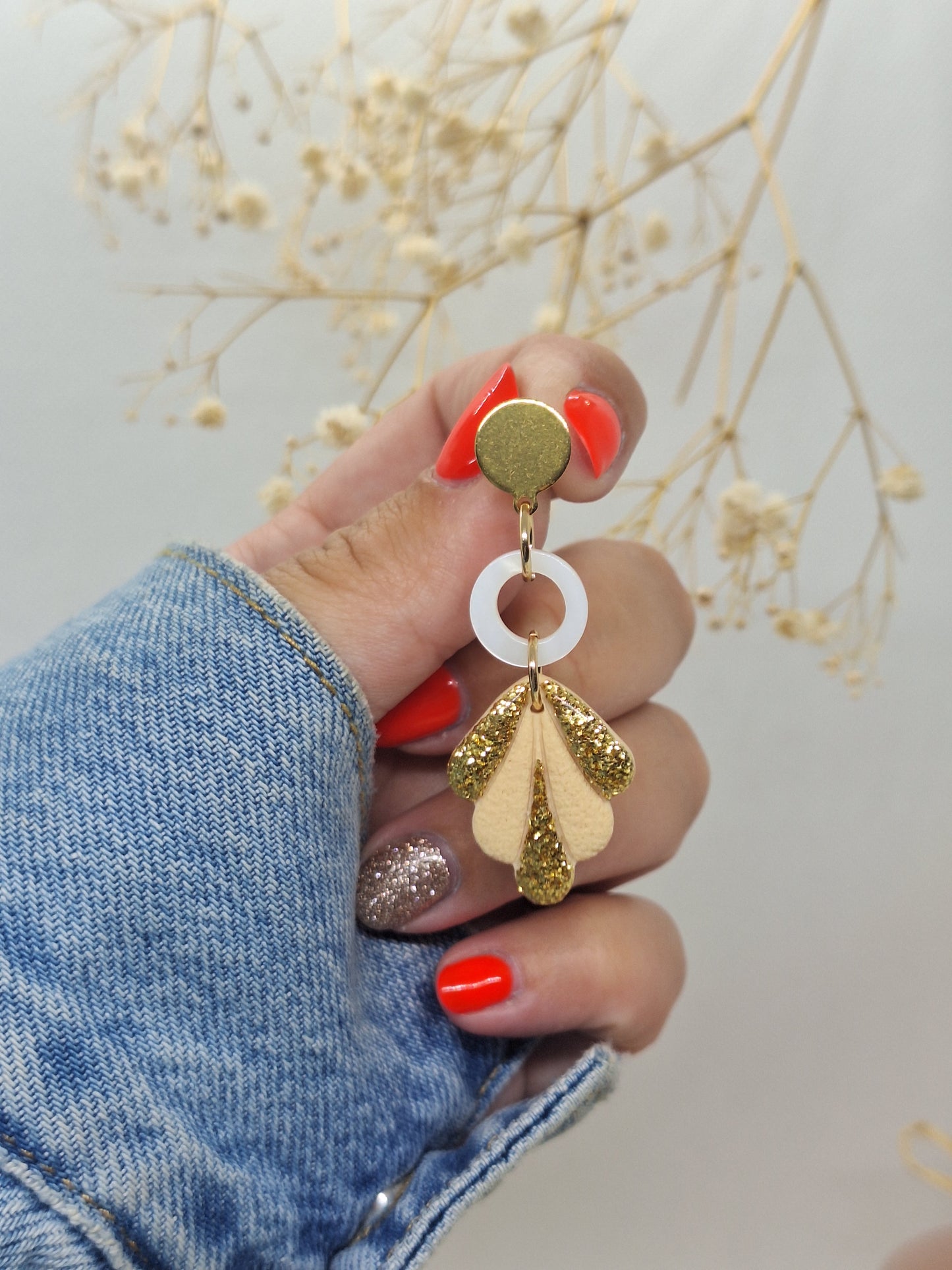 Boucle d'oreille "Paillette&Coquillage"