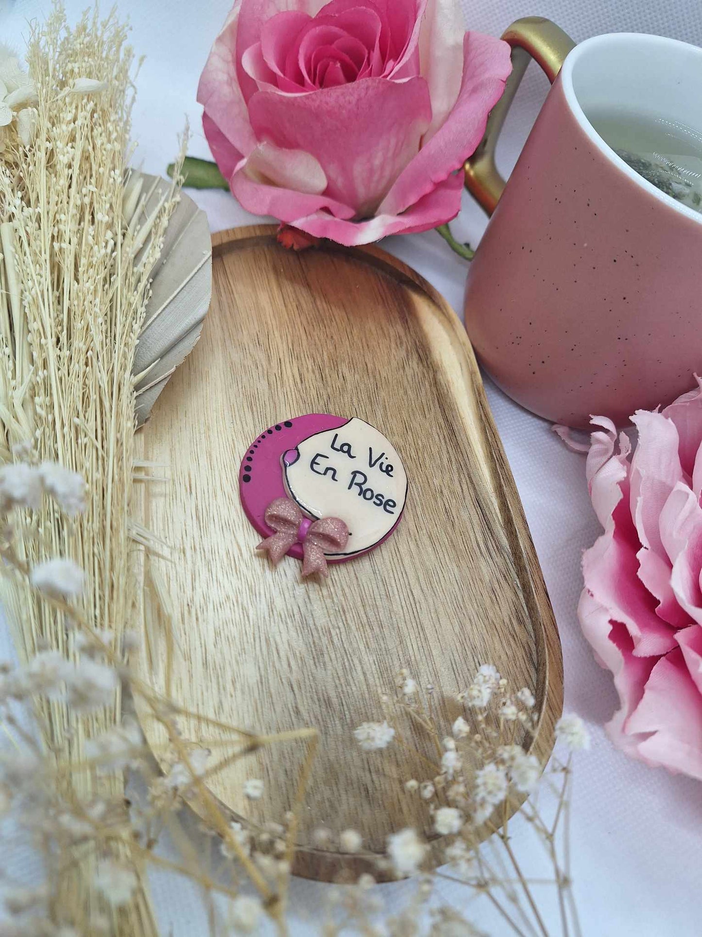 Badge - La vie en rose - Mille et Douces Créations