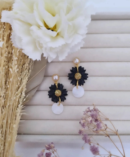 Boucle d'oreille - BLACK AND GOLD - Mille et Douces Créations