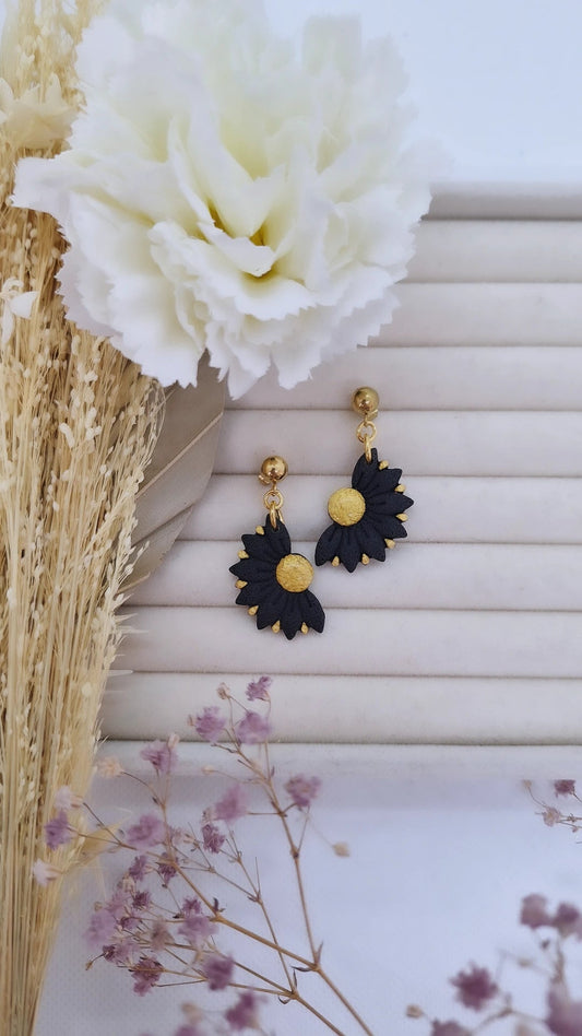 Boucle d'oreille - BLACK AND GOLD - Mille et Douces Créations