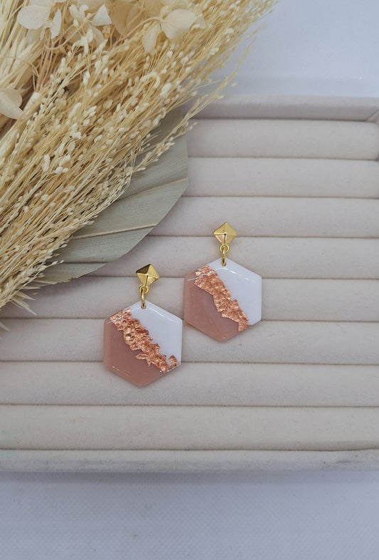 Boucle d'oreille - BLANC & ROSE - Mille et Douces Créations