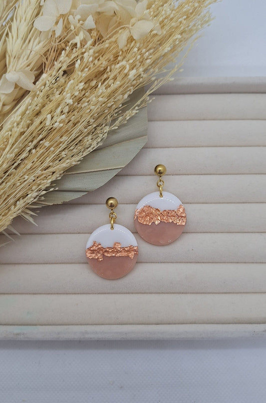 Boucle d'oreille - BLANC & ROSE - Mille et Douces Créations