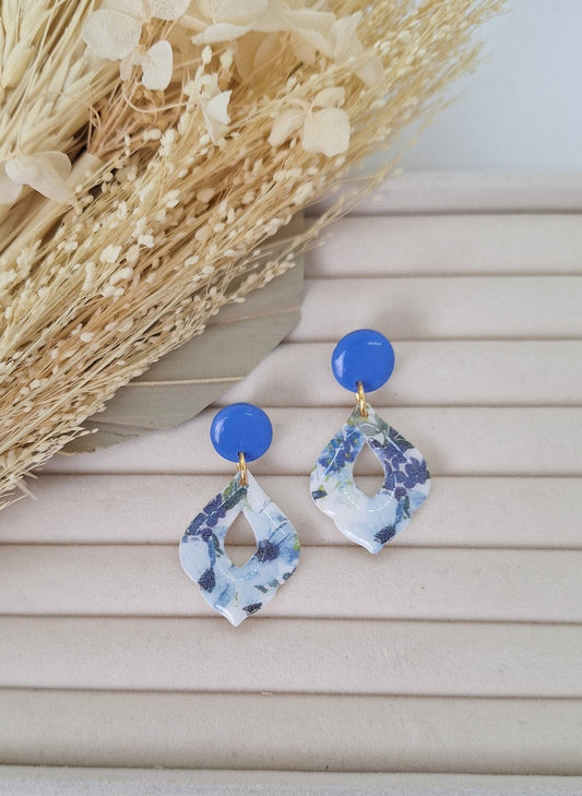 Boucle d'oreille - BLEU & BLANCHE - Mille et Douces Créations
