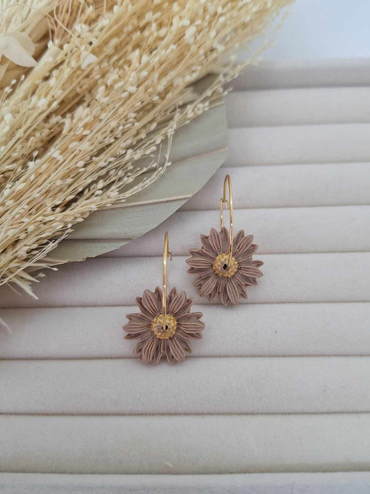 Boucle d'oreille - Fleur Marron - Mille et Douces Créations