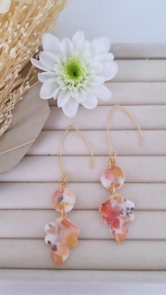 Boucle d'oreille - ORANGE & BLANC - Mille et Douces Créations