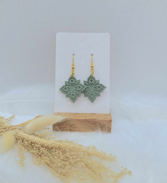 Boucle d'oreille - Vert kaki - Mille et Douces Créations