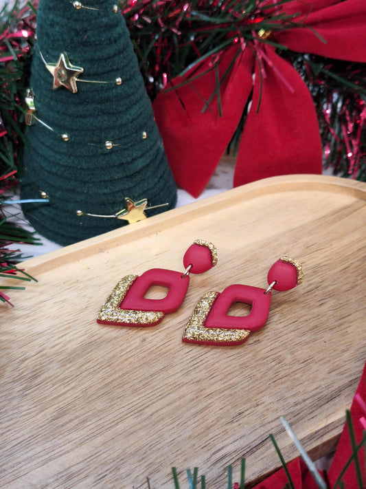 Boucle d'oreille - LAURA - Rouge et Or