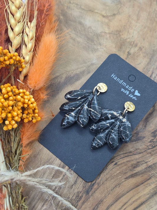 Boucle d'oreille - Noir marbré