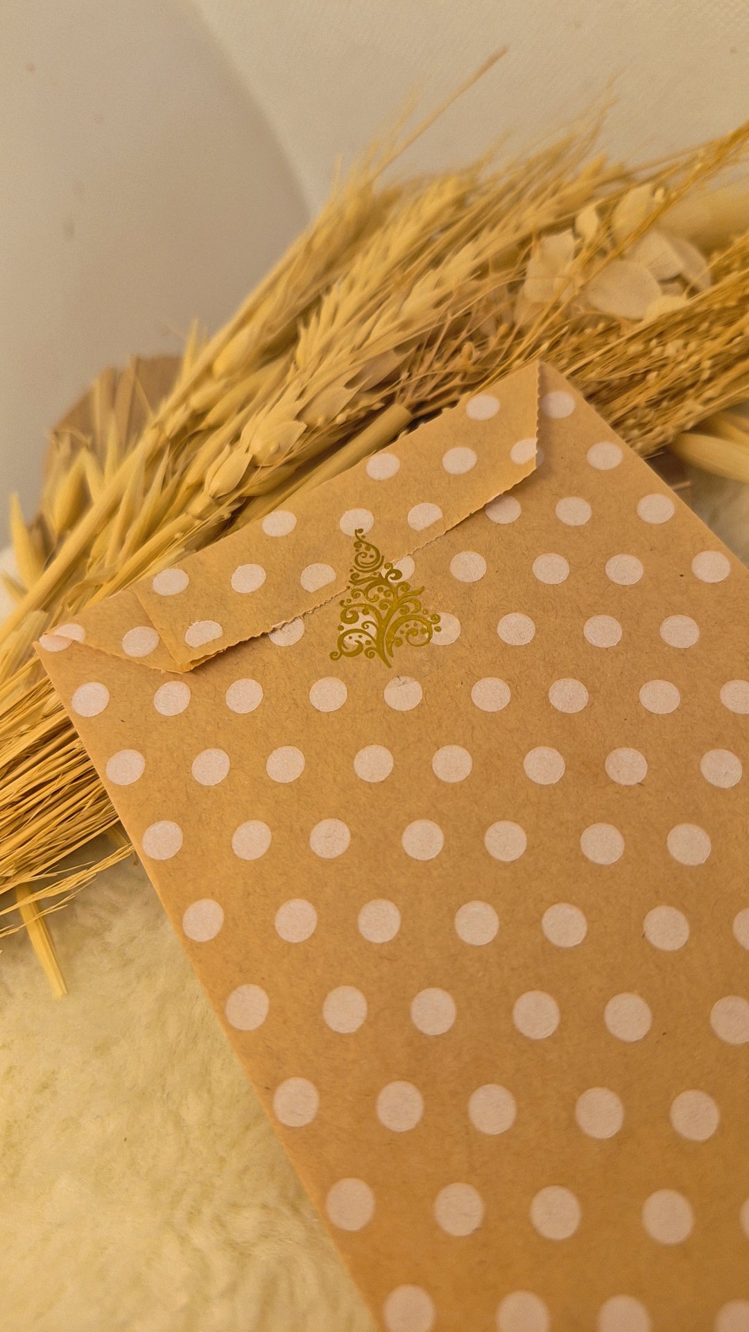 Pochette cadeau - Beige à pois