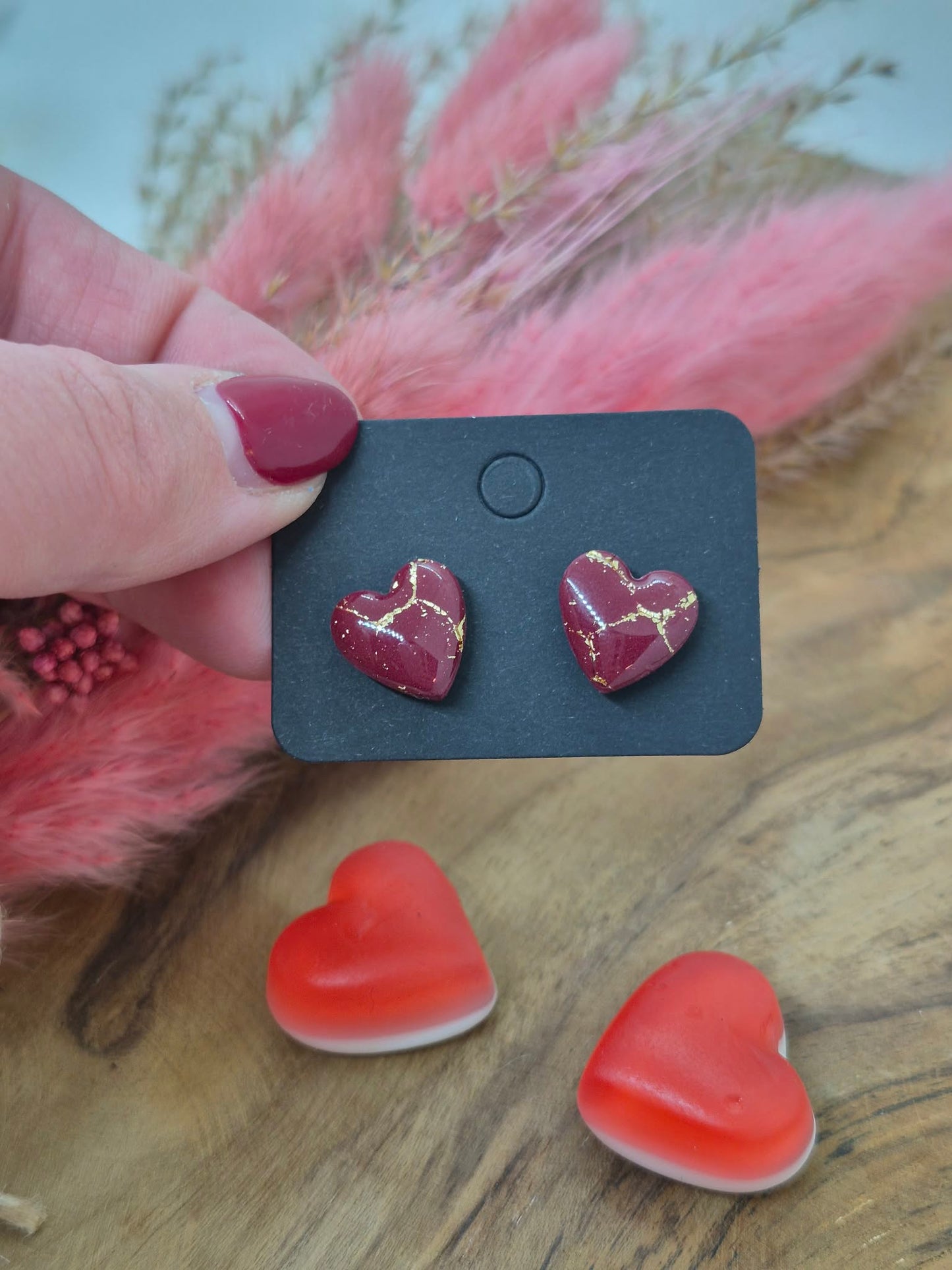 Puce - Cœur bordeaux et doré