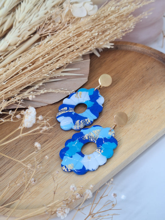 Boucle d'oreille - ALMA - Bleu et dorée