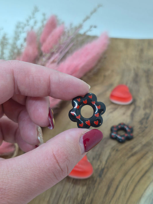 Pampille - Noir avec cœurs rouge