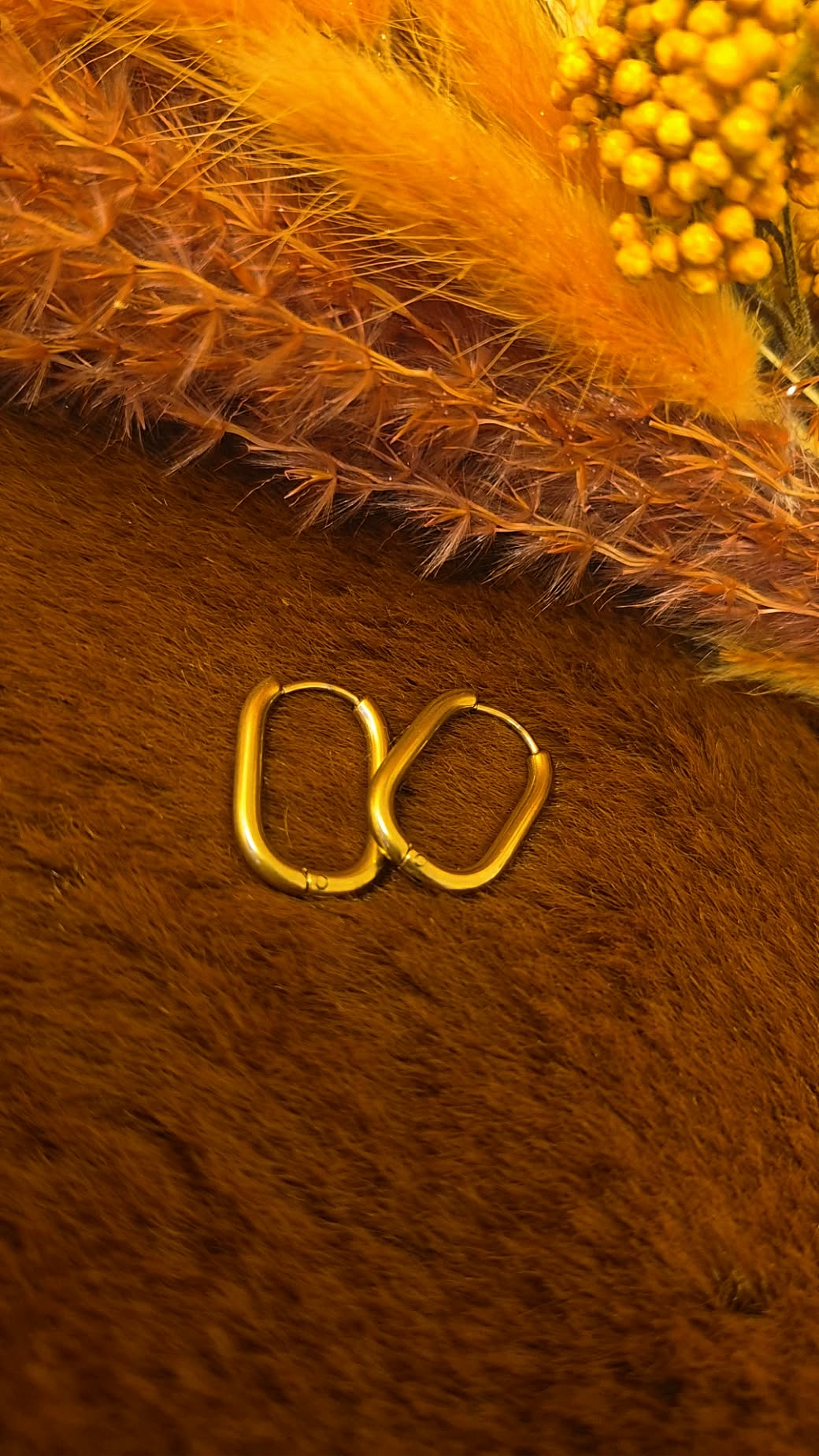 Créoles ovales 21x15 mm - Acier inoxydable 304L Doré x2