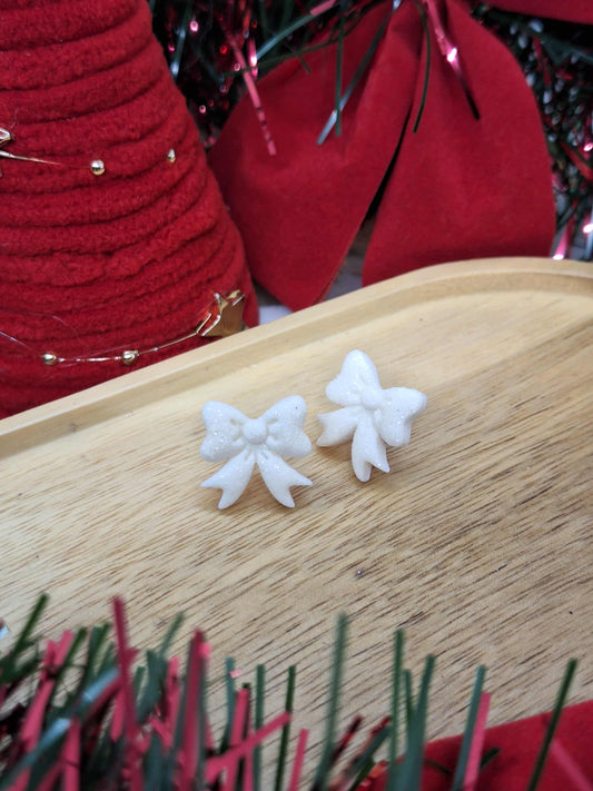 Puce - Noeud blanc nacré à paillette