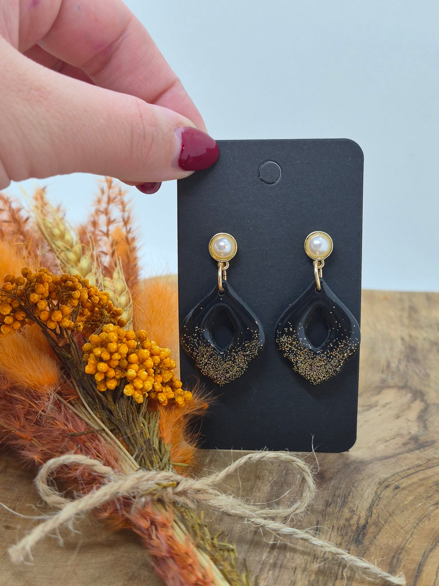 Boucle d'oreille - Noir et Paillette